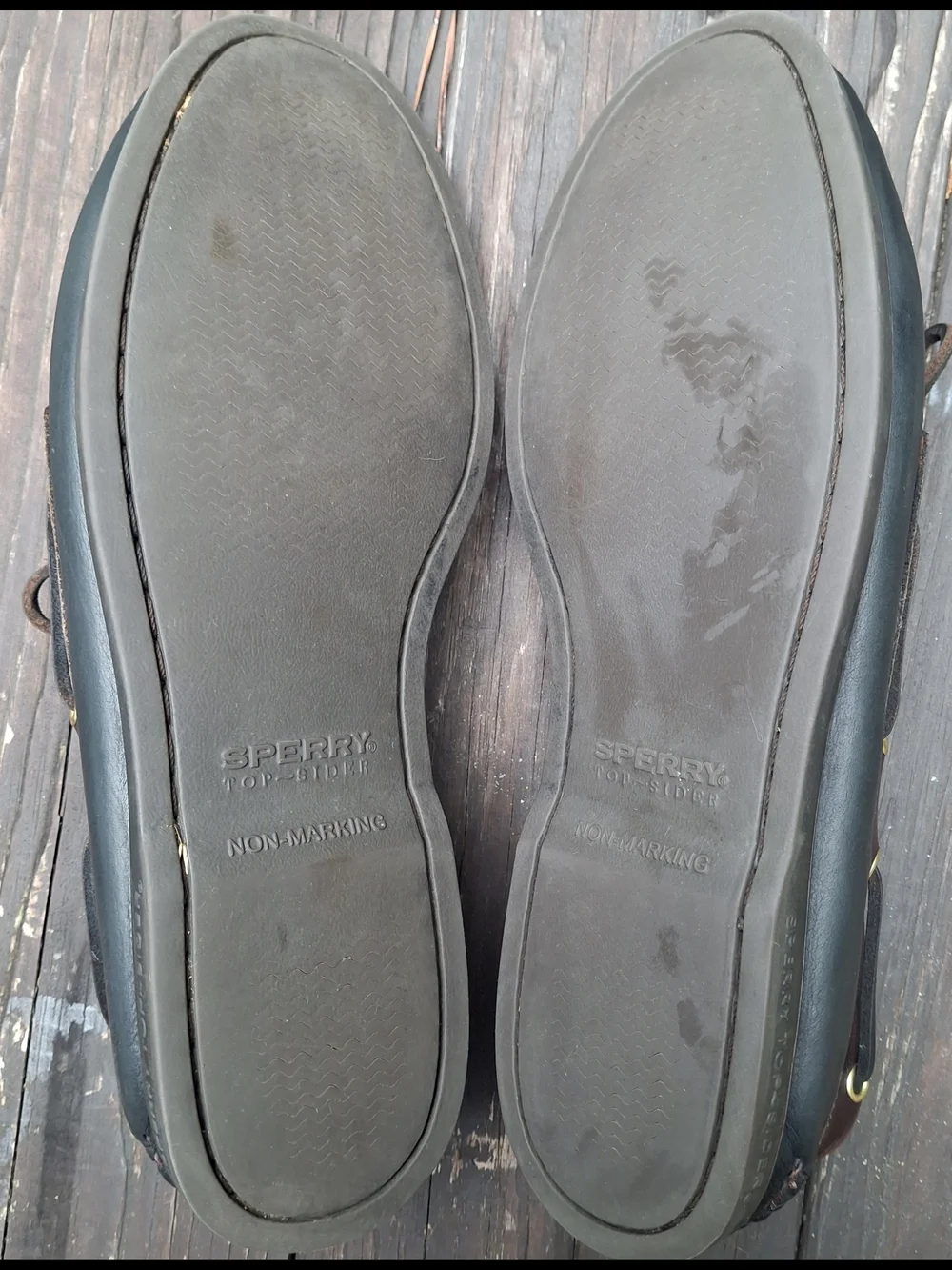 Sperry Two-Tone Black and Brown Leather Boat Shoes Size 10.5